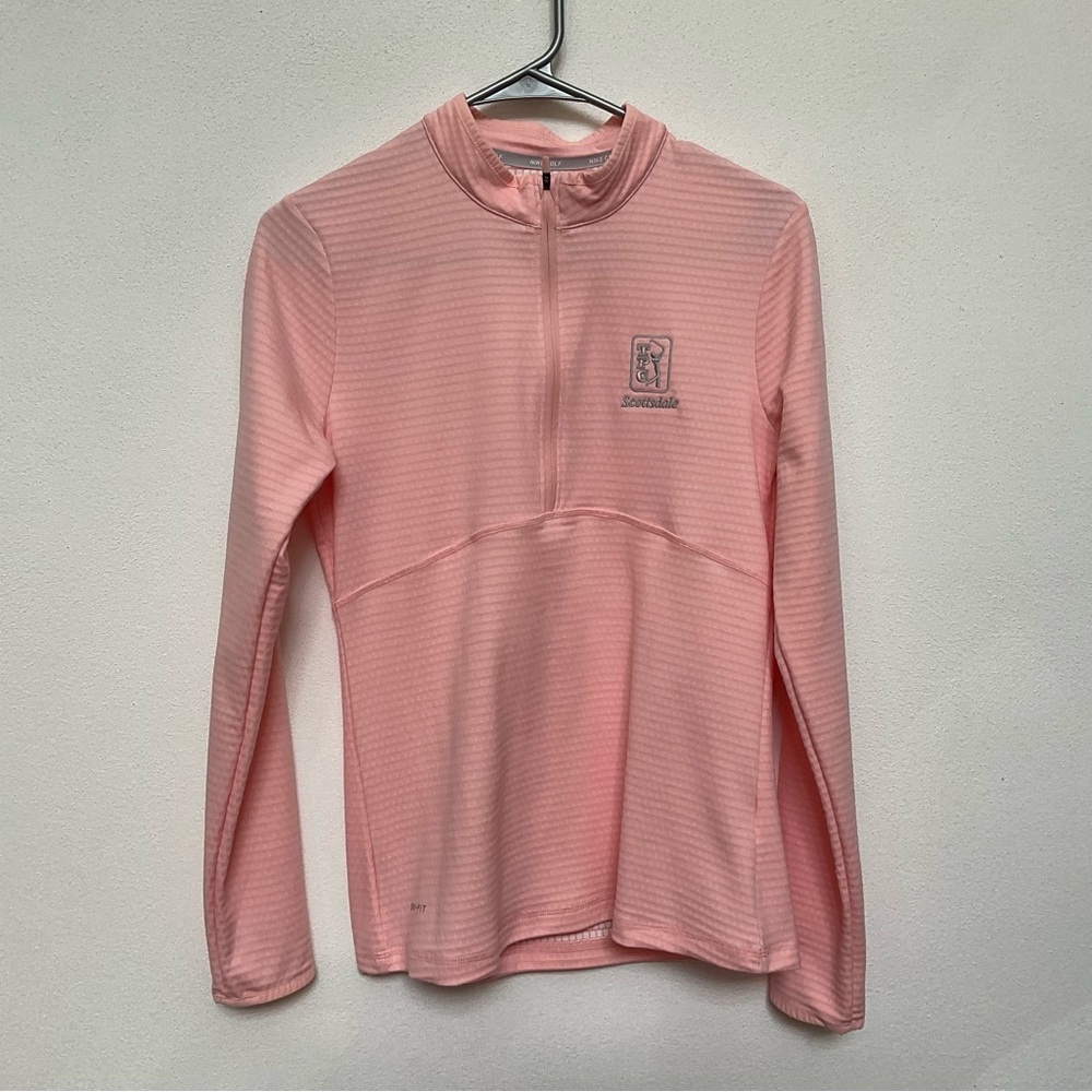Nike Golf Peach Pink Dri-Fit Half Zip Athletic Jacket Size Small TPC Scottsdale